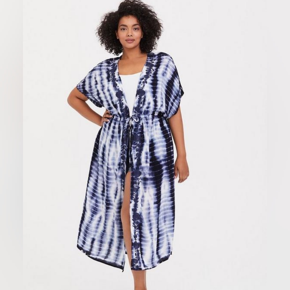 Torrid Tie Dye Tie Front Gauze Kaftan
